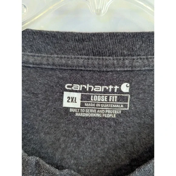 Carhartt Henley Short Sleeve‎ T Shirt Men's 2XL Grey Loose Fit Work K84 - Picture 5 of 5